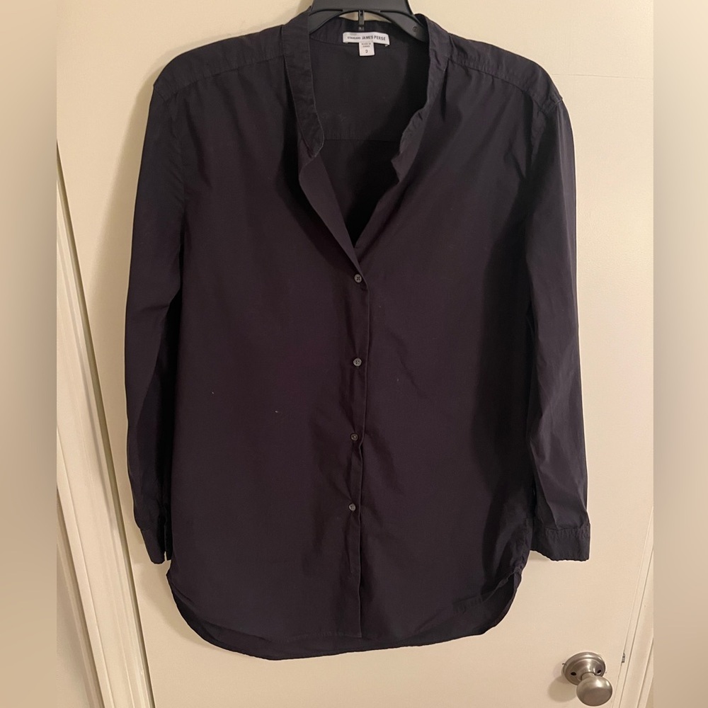 James Perse black button front blouse, size 2 (equates to size 4/6)